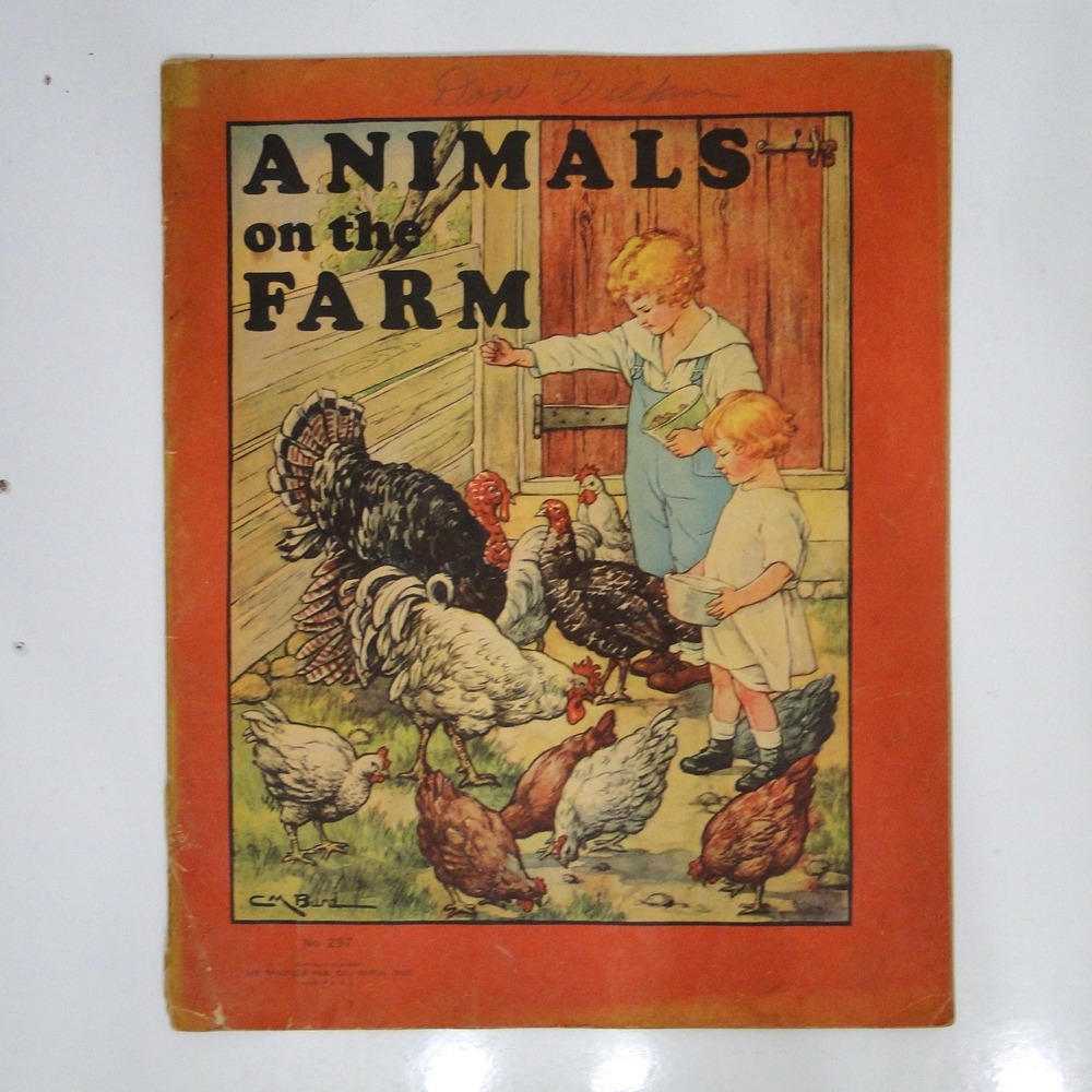 Vintage 1936 Animals on the Farm Book Saalfield No 297 CM Burd Illustrations
